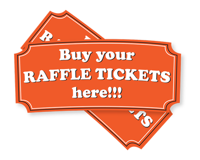 image that shows two raffle tickets with red letters that say "Buy Your Raffle Tickets Here!!!"